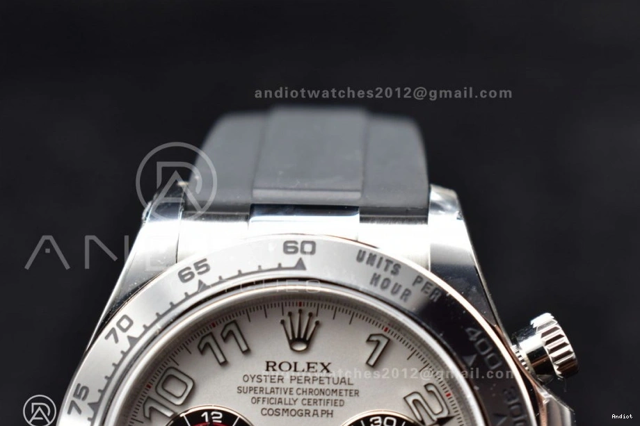 Strap 1:1 904L Dial Clean V2 Silver Edition on Case SA4130 Rubber Best Black Daytona SS 116519 0427
